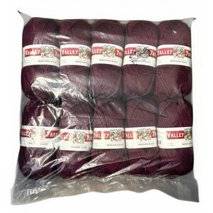 NEW LOT of 10 Valley Yarns Berkshire Bulky, Color Plum, 85% Wool, 15% Alpaca